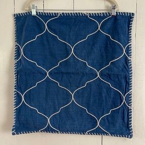PB Tile Embroidered Pillow Cover - 22 X 22 - denim
